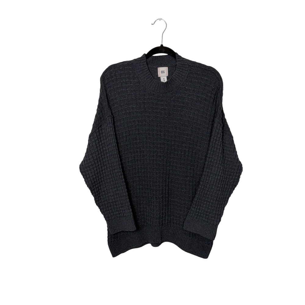 BDG Charcoal Waffle Knit Cotton Blend Oversized Sweater, S